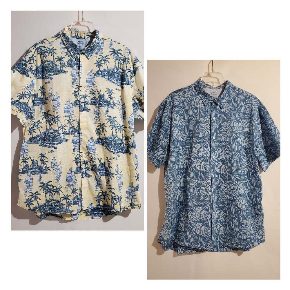 Izod Saltwater Mens Lot of 2 Casual Button Down Polo Shirts Size XXL Tropical